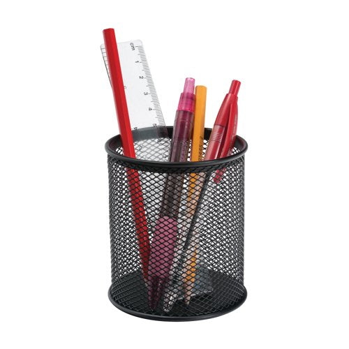 5 Star Wire Mesh Pen Pot Diameter 80mm Height 95mm Black 126740