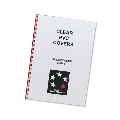 5 Star Comb Binding Covers A4 PVC 200 Micron Clear (Pack of 100) 916353