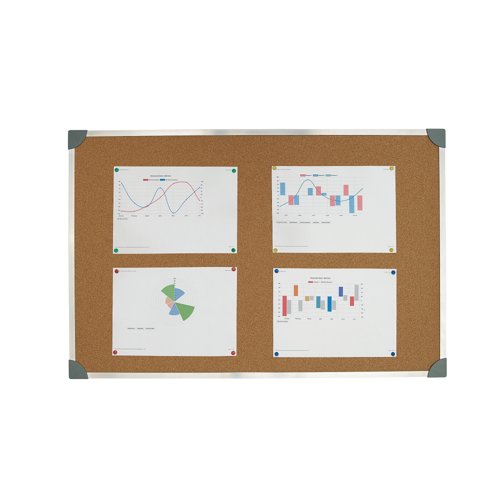 5 Star Cork Board with Wall Fixing Kit Aluminium Frame 900x600mm 940597
