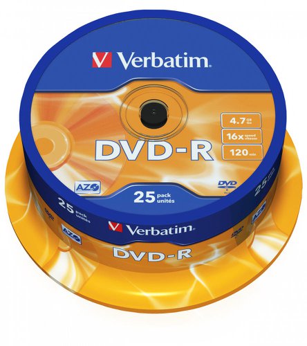 Verbatim Colour 4.7GB Spindle DVD-R (25 Pack) 43522