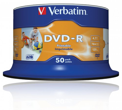 Verbatim DVD-R Spindle 4x 4.7GB (Pack of 50) 43533