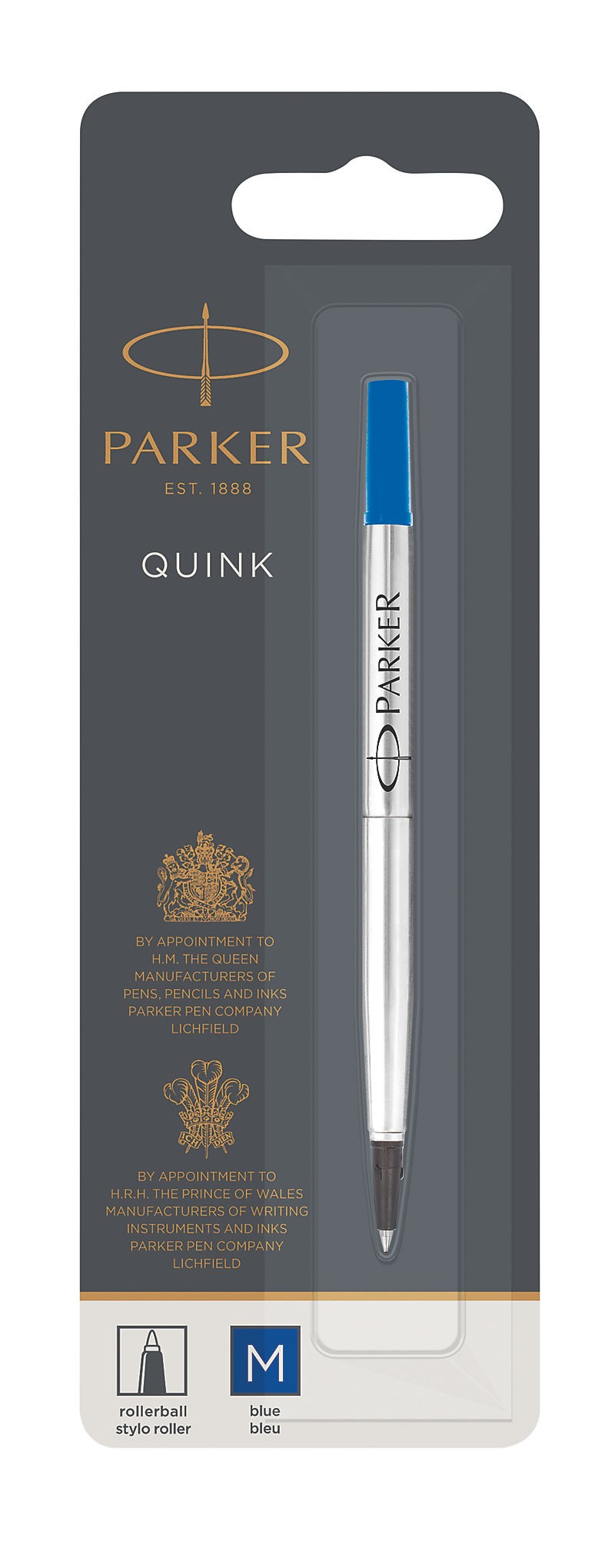 Parker Quink Rollerball Refill for Rollerball Pens Medium Blue (Single Refill) - 1950324