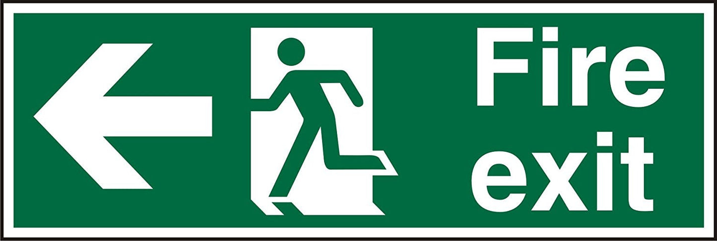 Stewart Superior Fire Exit Left Sign 450x150mm - SP120SAV-450X150