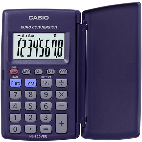 Casio HL-820VER 8 Digit Pocket Calculator With Euro Conversion - HL-820VERA-SK-UP