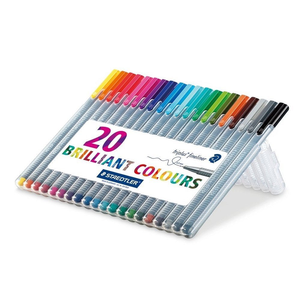 Staedtler Triplus Fineliner Pen 0.8mm Tip 0.3mm Line Assorted Colours (Pack 20) - 334SB20