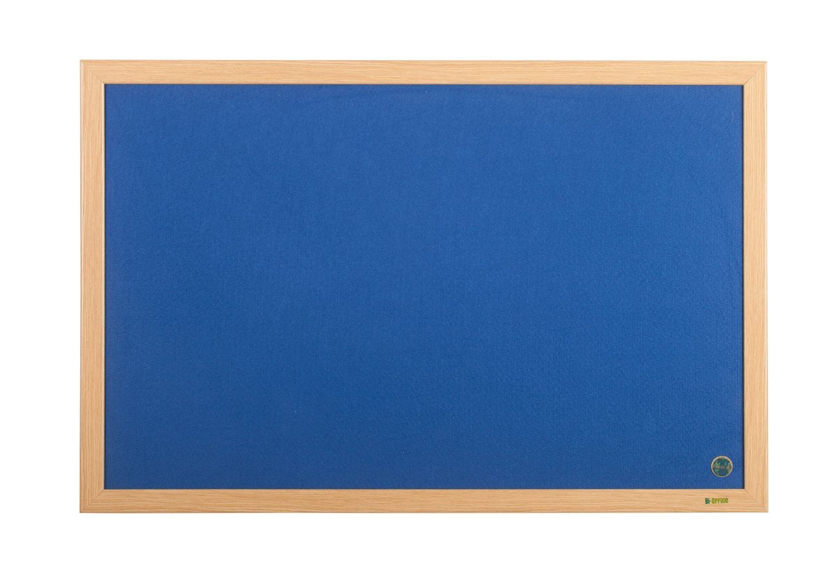 Bi-Office Earth-It Blue Felt Noticeboard Oak Wood Frame 1800x1200mm - FB8543233