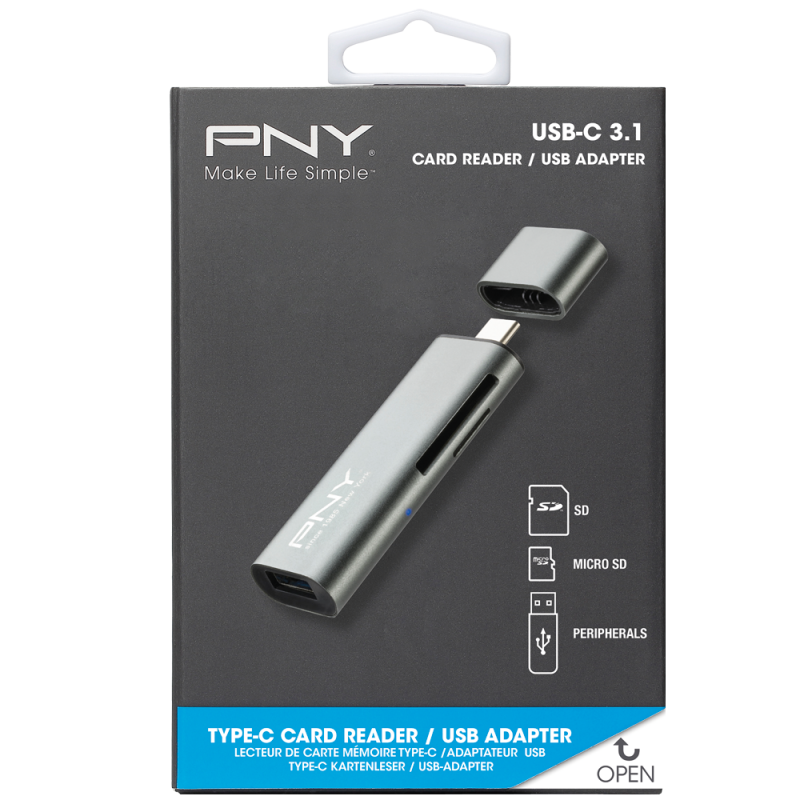 PNY USBC Gen1 male SD SDHC SDXC MicroSD