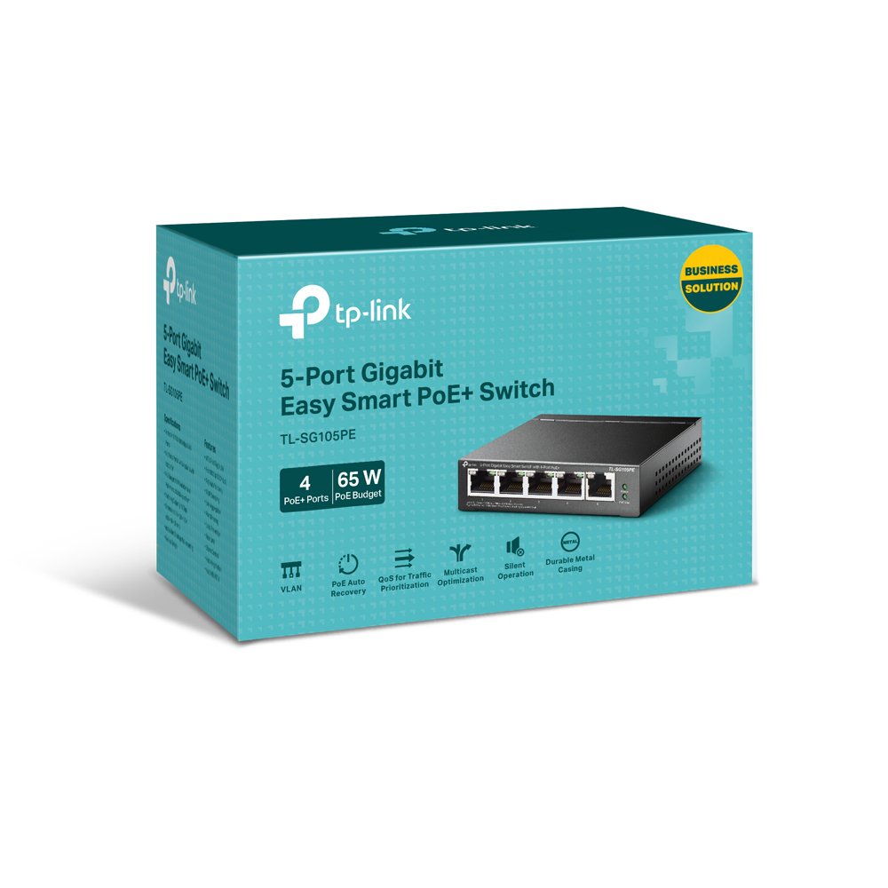 TP Link 5 Port Gigabit Easy Smart Switch with 4 PoE Plus Ports