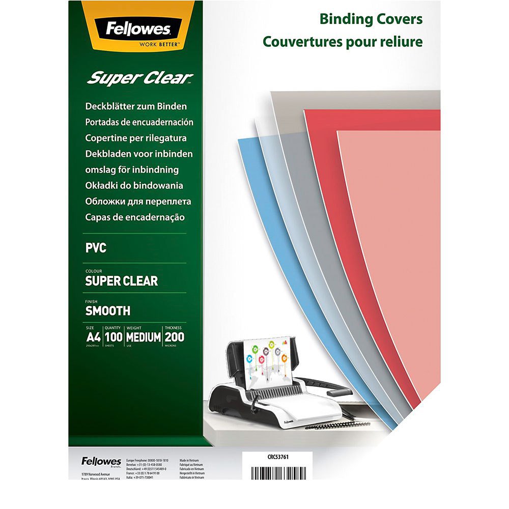 Fellowes Clear PET Binding Cover 200 micron A4 (Pack 100) 5384701