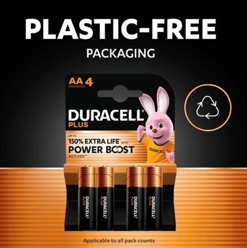 Duracell Plus AA Battery Alkaline 150% Extra Life Power Boost (Pack of 8) 5015223+
