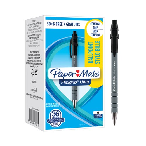 PaperMate FlexGrip Ultra Retractable Ballpoint Pen Black (Pack of 36) 1910073