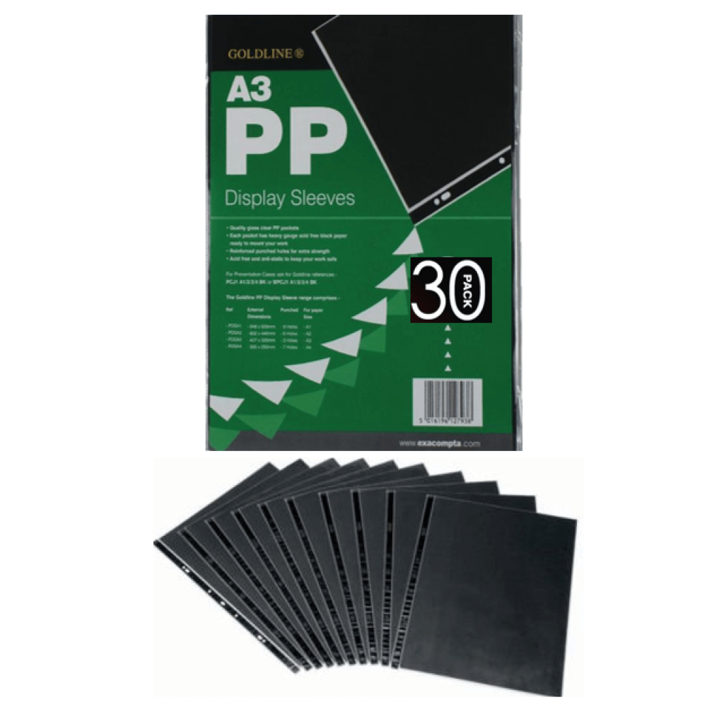Goldline A3 Clear Display Sleeves Pack 10's