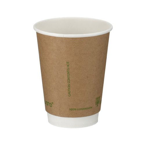 Go-Pak Double Wall Coffee Cup PLA Lined 12oz Kraft (Pack of 500) B04013