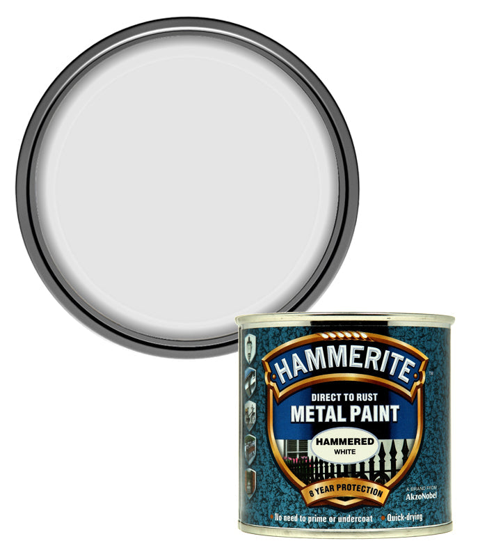 Hammerite Direct To Rust Metal Paint - Hammered White Finish 250Ml