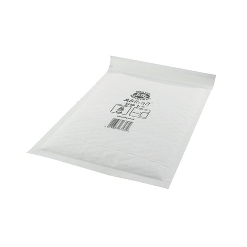 Jiffy AirKraft Size 1 Bubble Lined Mailer White Pack of 100 MAKC88004
