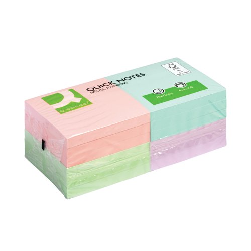 Q-Connect Quick Notes 76x76mm Pastel (Pack of 12) KF10509
