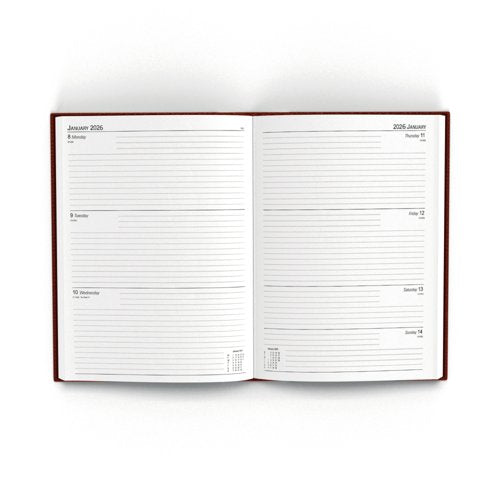 5 Star Desk Diary Week To View A4 Burgundy 2026 KFA43BG26
