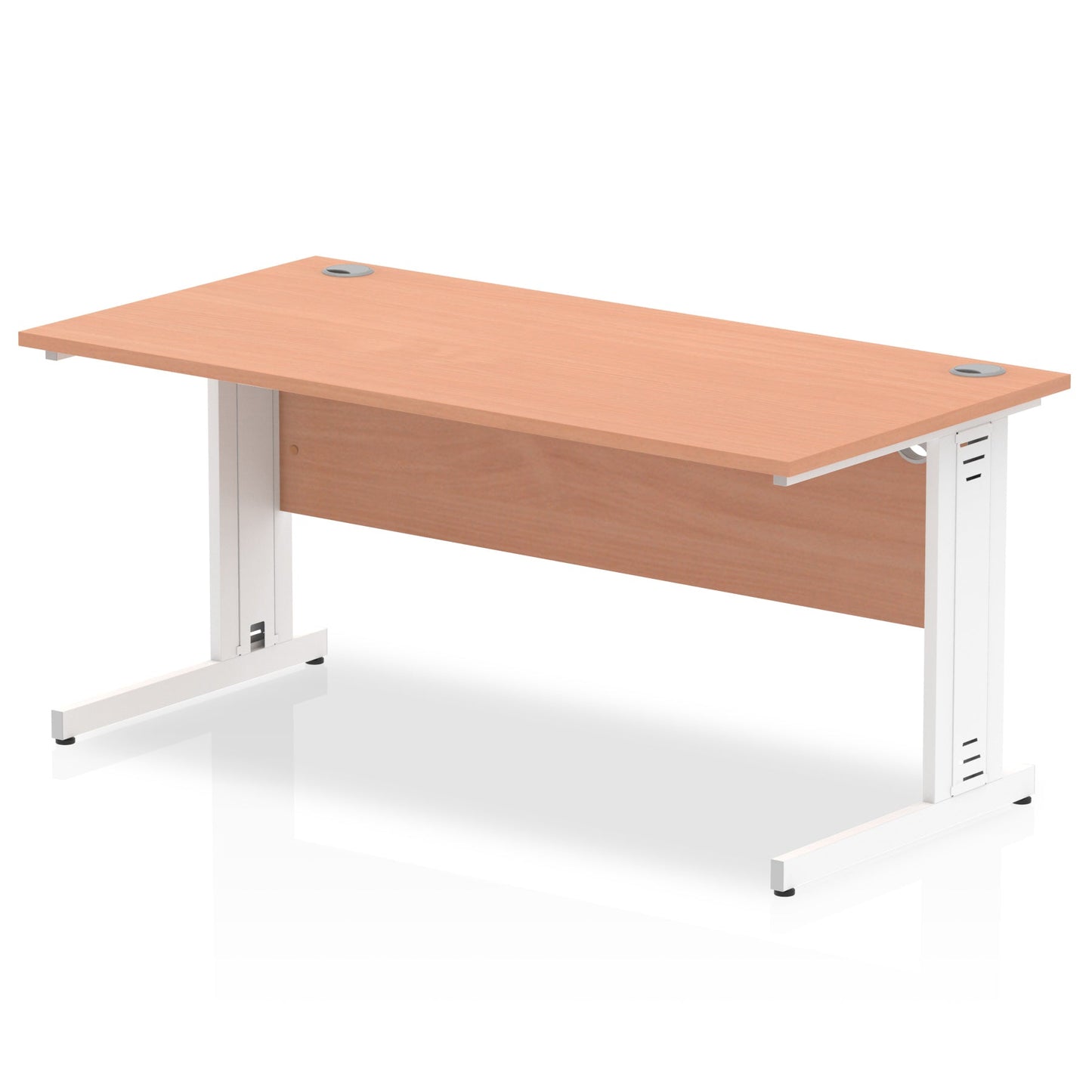 Impulse 1600 x 800mm Straight Desk Beech Top White Cable Managed Leg MI001756