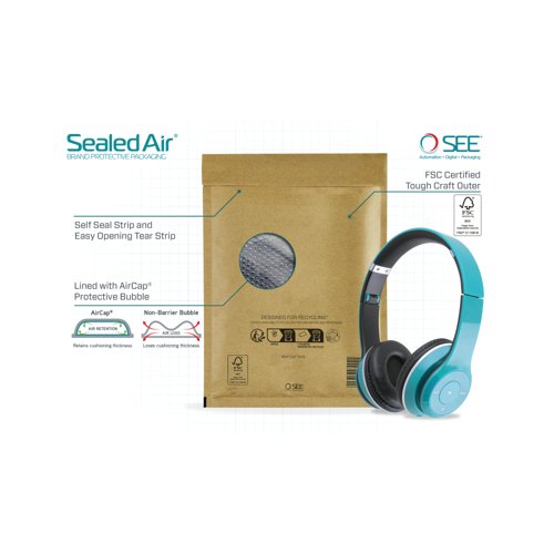 Sealed Air Bubble Lined Postal Bag Gold A000 110x160mm (Pack of 100) 103027400