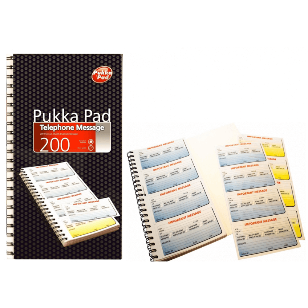 Pukka Pads Telephone Message Pad Wirebound 200 Pages - UK BUSINESS SUPPLIES