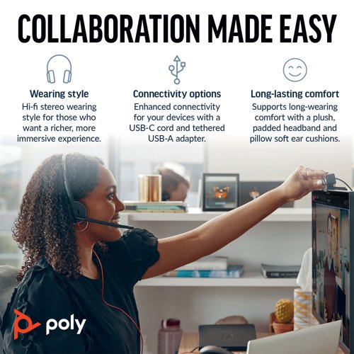 Poly Blackwire 5220 Stereo USB-C/A +3.5mm Headset Bulk 8X231A6