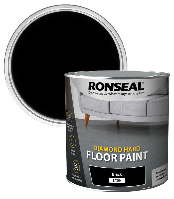 Ronseal 36628 Diamond Hard Flooring Paint, Black