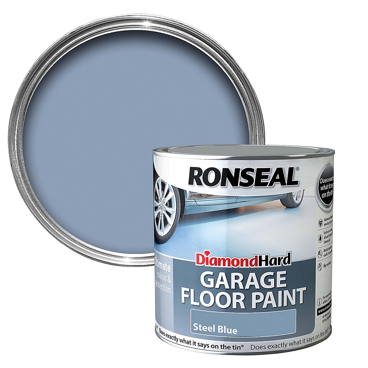 Ronseal Dhgfpsb5L Diamond Hard Garage Floor Paint Steel Blue 5 Litre