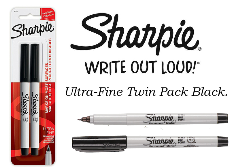 Sharpie Black Permanent Marker Ultra Fine Pack 2's