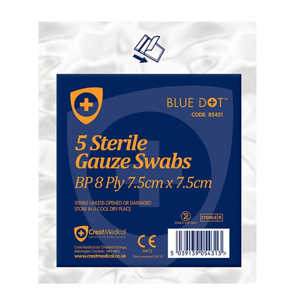 Click Medical Sterile Gauze Swabs 7.5x7.5cm (Pack 5 - 25 Total)