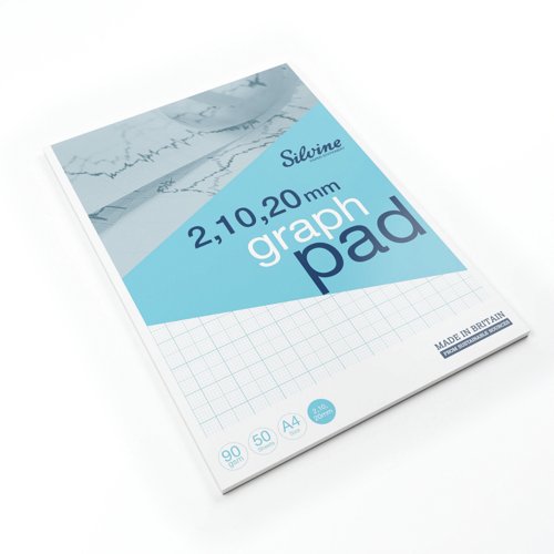 Silvine Graph Pad 2/10/20mm 50 Sheets A4 A4GP21020