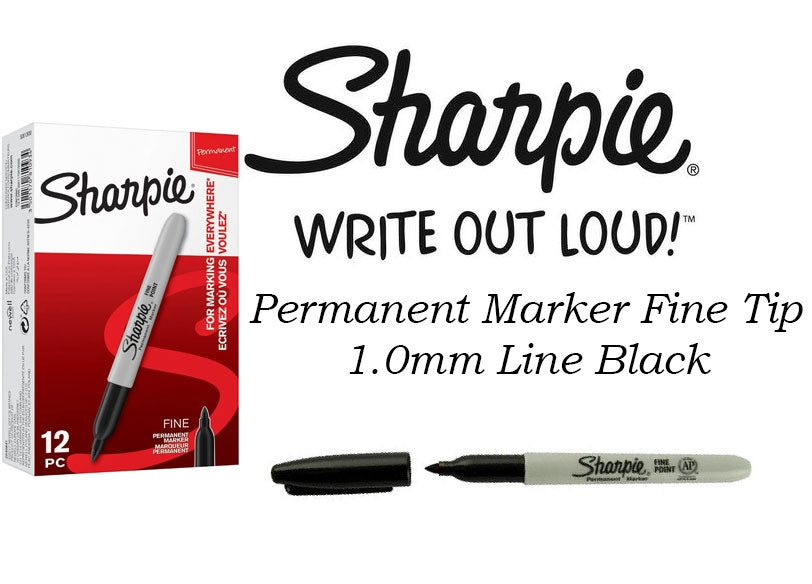 Sharpie Permanent Marker Fine Tip 1.0mm Line Black Pack 12 Code S0810930