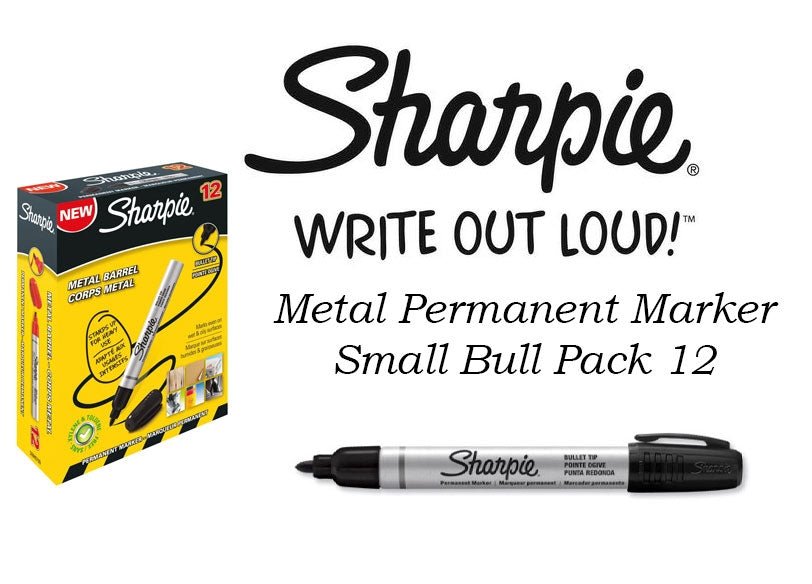 Sharpie Metal Permanent Marker Small Bull Black Pack 12 Code S0945720