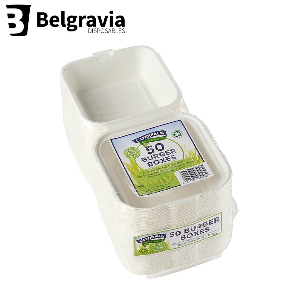 Belgravia Biodegradable Caterpack 6 x 6" Burger Boxes Pack 50's - UK BUSINESS SUPPLIES