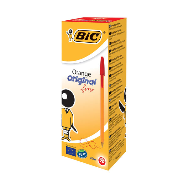 BIC Orange Fine Red Pens (Pack of 20) - ONE CLICK SUPPLIES