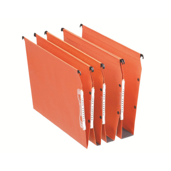 Esselte Orgarex A4 Lateral Suspension File Card V Base Orange (Pack 25) 21627 - ONE CLICK SUPPLIES