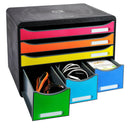 Exacompta Store Box Maxi 6 Drawer Set Open Black/Harlequin - 306798D - ONE CLICK SUPPLIES