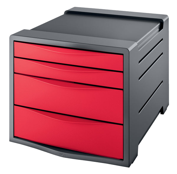 Rexel Choices Drawer Cabinet (Grey/Red) 2115610 - ONE CLICK SUPPLIES