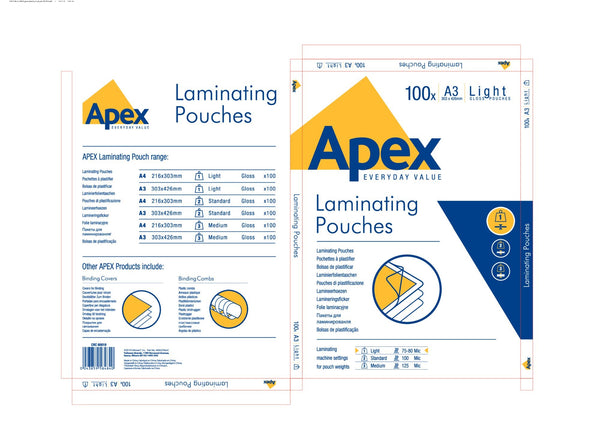 ValueX Laminating Pouch A3 2x75 Micron Gloss (Pack 100) 6001901 - ONE CLICK SUPPLIES