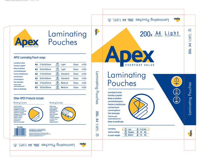 ValueX Laminating Pouch A4 2x75 Micron Gloss (Pack 200) 6005301 - ONE CLICK SUPPLIES