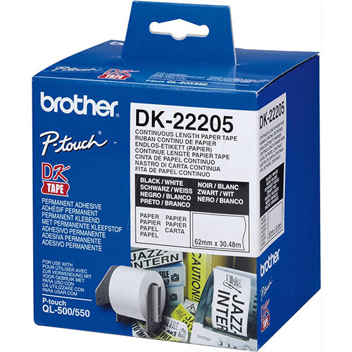Brother QL500/550 Continuous Paper Tape 62mm x 30m Code DK-22205 - ONE CLICK SUPPLIES
