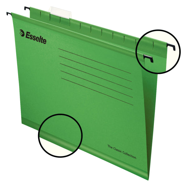 Esselte Classic A4 Suspension File Board 15mm V Base Green (Pack 25) 90318 - ONE CLICK SUPPLIES
