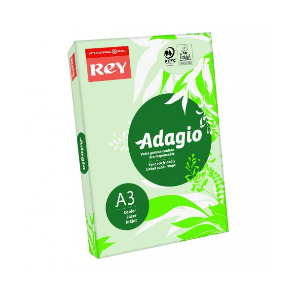 Rey Adagio Paper A3 80gsm Green (Ream 500) ADAGI080X698
