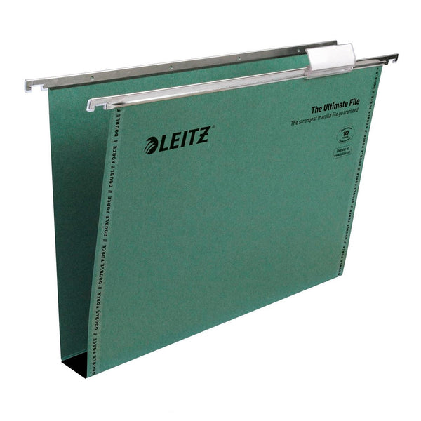 Leitz Ultimate Clenched Bar Foolscap Suspension File Card 30mm Green (Pack 50) 17450055 - ONE CLICK SUPPLIES