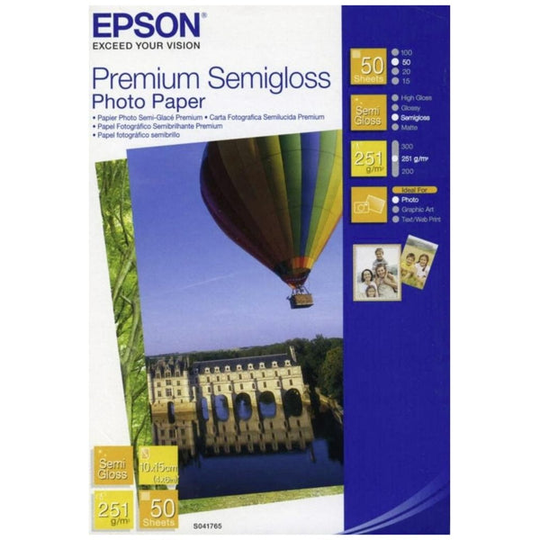 Epson Semi Glossy Photo Paper 10 x 15cm 50 Sheets - C13S041765 - ONE CLICK SUPPLIES