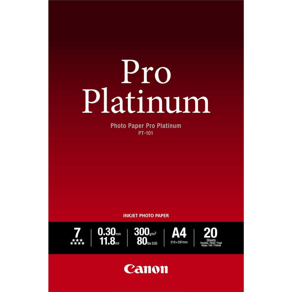 Canon PT-101 Pro Platinum A4 Photo Paper 20 Sheets - 2768B016 - ONE CLICK SUPPLIES