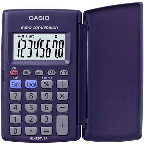 Casio HL-820VER 8 Digit Pocket Calculator With Euro Conversion - HL-820VERA-SK-UP - ONE CLICK SUPPLIES