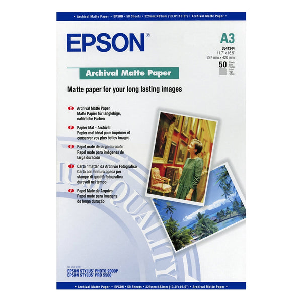 Epson A3 Archival Matte Paper 50 Sheets - C13S041344 - ONE CLICK SUPPLIES