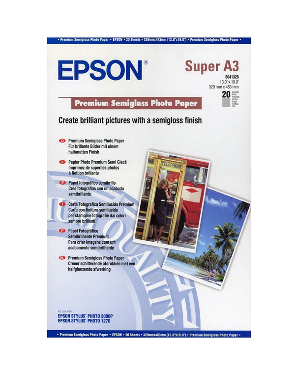 Epson A3 Plus Semi Gloss Photo Paper 20 Sheets - C13S041328 - ONE CLICK SUPPLIES