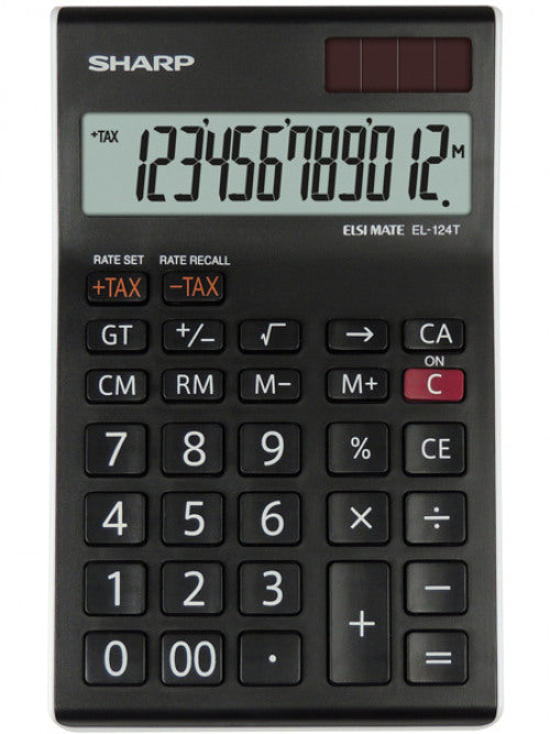 Sharp EL124TWH 12 Digit Desktop Calculator Black SH-EL124TWH - ONE CLICK SUPPLIES