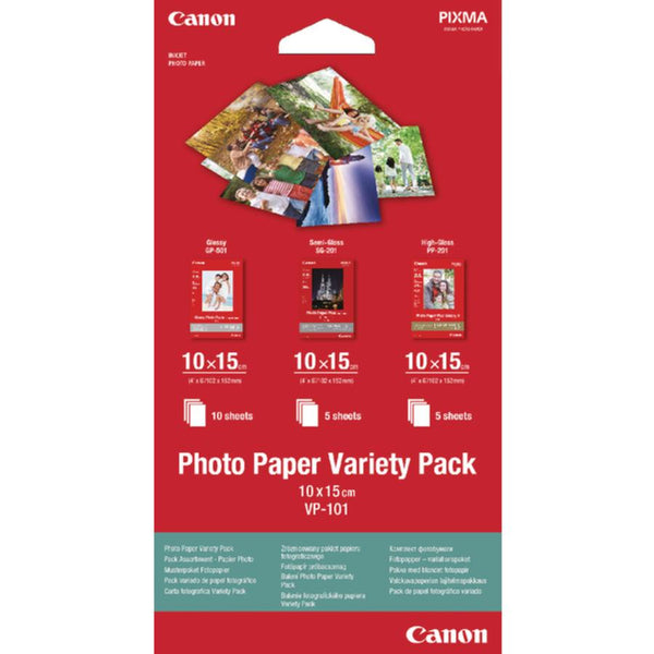 Canon VP-101 Photo Paper Variety Pack 10cm x 15cm 15 sheets - 0775B078 - ONE CLICK SUPPLIES